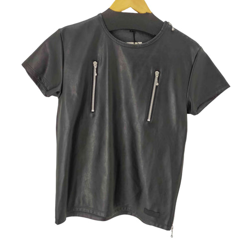 トリプルシックスレザーウェア 666 Leather Wear レザー Tシャツ ボールチェーン フロントジップ メンズ JPN:M