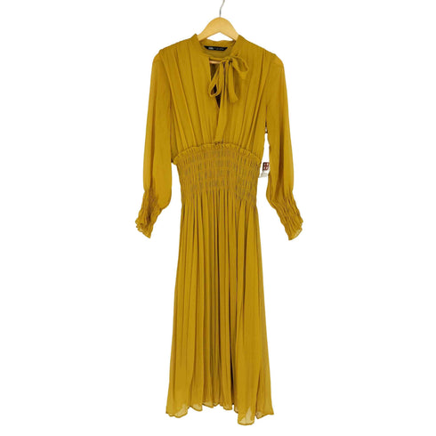 ザラ ZARA ELASTIC WAIST TIE DRESS エラステックウエストタイドレス ワンピース レディース import:L