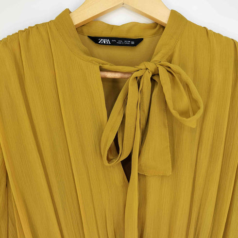 ザラ ZARA ELASTIC WAIST TIE DRESS エラステックウエストタイドレス ワンピース レディース import:L