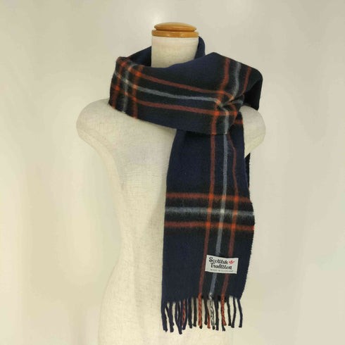 スコティッシュトラディション scottish tradition スコットランド製 タータンチェック フリンジマフラー メンズ