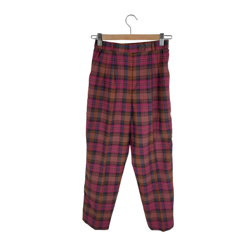 マンシングウェア Munsingwear チェック柄 2タック テーパードパンツ ゴルフウェア レディース 66