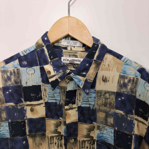 via veneto 90S 総柄 レーヨン 半袖シャツ メンズ M