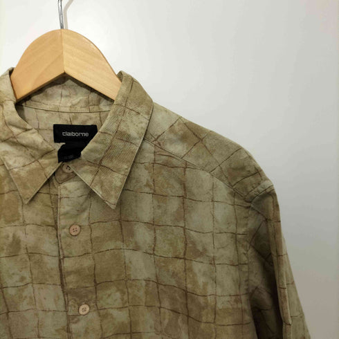 クレイボーン Claiborne タイダイ ブロックチェック レーヨン半袖シャツ メンズ M