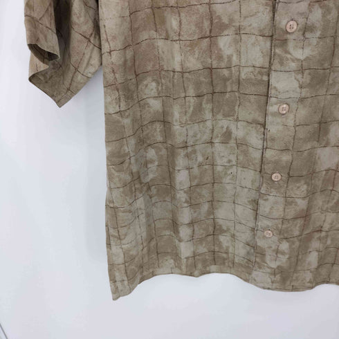 クレイボーン Claiborne タイダイ ブロックチェック レーヨン半袖シャツ メンズ M
