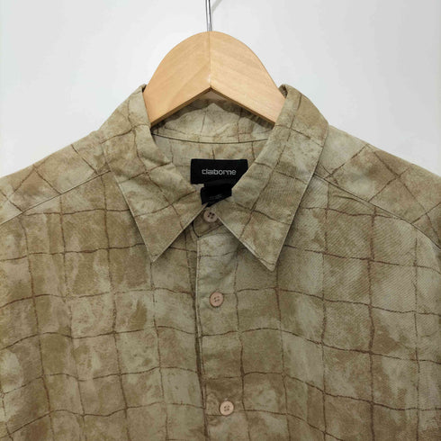 クレイボーン Claiborne タイダイ ブロックチェック レーヨン半袖シャツ メンズ M