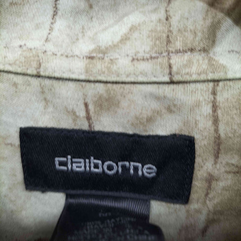 クレイボーン Claiborne タイダイ ブロックチェック レーヨン半袖シャツ メンズ M