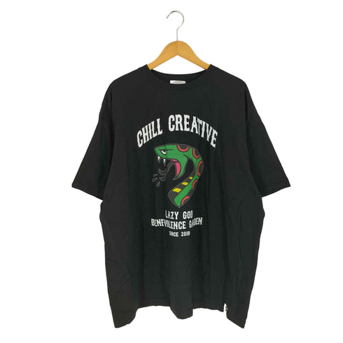 LAZY GOD CHILL CREATIVE プリント クルーネックTシャツ メンズ み