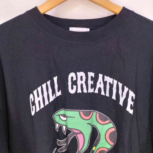 LAZY GOD CHILL CREATIVE プリント クルーネックTシャツ メンズ み