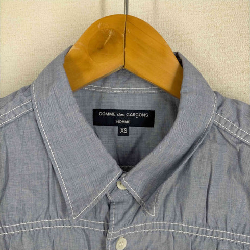 コムデギャルソンオム COMME des GARCONS HOMME 11SS シャンブレー ステッチデザイン ギャザー 半袖シャツ レディース JPN:XS