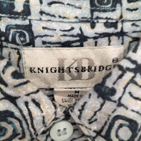 ナイツブリッジ KNIGHTSBRIDGE 90-2000s MADE IN SAUDI ARABIA 幾何学模様 総柄 レーヨン 半袖シャツ メンズ M