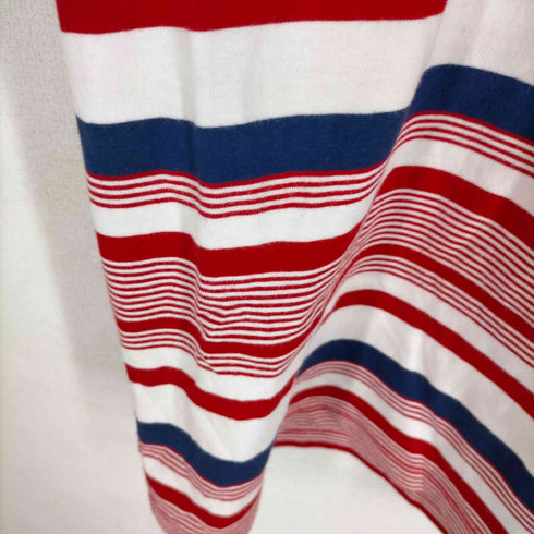 メゾンキツネ MAISON KITSUNE ボーダー柄 リブ クルーネックTシャツ メンズ JPN:S