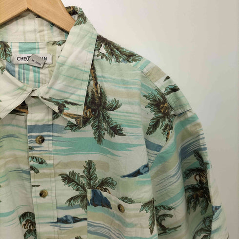 CHERESKIN 90-2000s 海 ヤシの木 総柄 コットン オーバーサイズ 半袖シャツ メンズ XXL