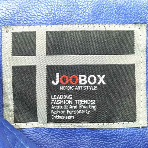 JOOBOX 裏起毛 裏地総柄 ロゴワッペン ジップアップ レザージャケット レーシングジャケット メンズ