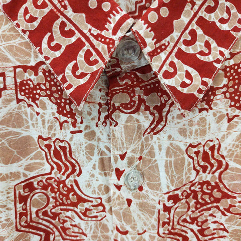 JAVA BATIK ショートスリーブ 総柄シャツ メンズ X-LARGE