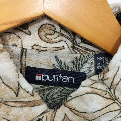 ピューリタン PURITAN 90S リーフ 総柄 レーヨン半袖シャツ メンズ XL