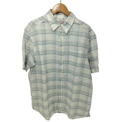BLUE HARBOUR 総リネン チェック柄 半袖シャツ メンズ L