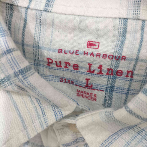 BLUE HARBOUR 総リネン チェック柄 半袖シャツ メンズ L