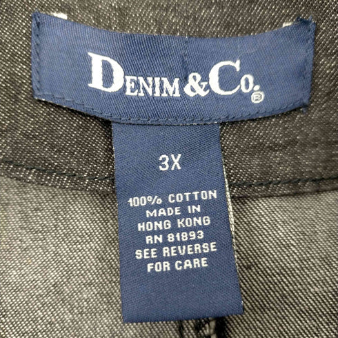 デニムアンドコー Denim&Co トグルボタン フーデッドデニムコート メンズ 3X