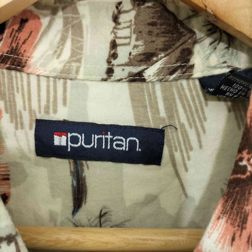 ピューリタン PURITAN 90-2000s 海 ハイビスカス 総柄 オーバーサイズ 半袖シャツ メンズ 2XL