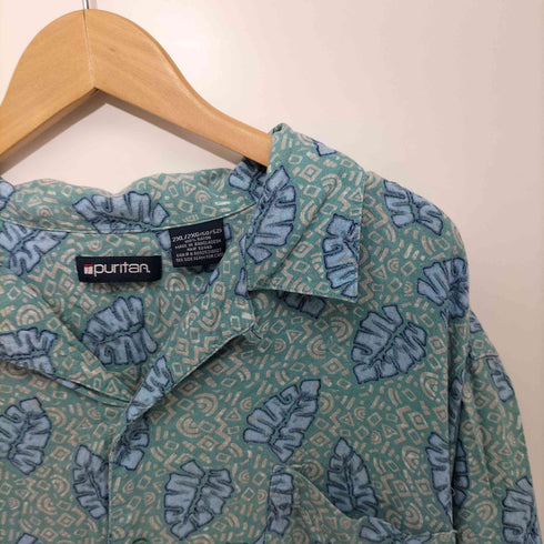 ピューリタン PURITAN 90S リーフ 総柄 オープンカラーシャツ メンズ 2XL