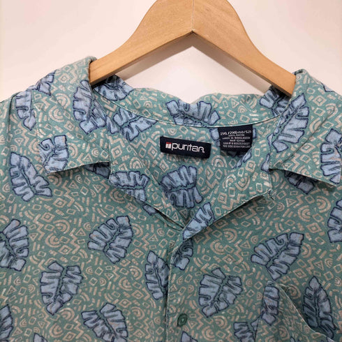 ピューリタン PURITAN 90S リーフ 総柄 オープンカラーシャツ メンズ 2XL