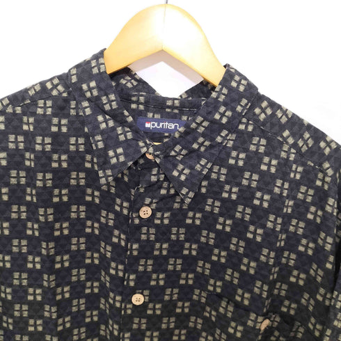 ピューリタン PURITAN 90S 幾何学模様 オーバーサイズ半袖シャツ メンズ 2XL