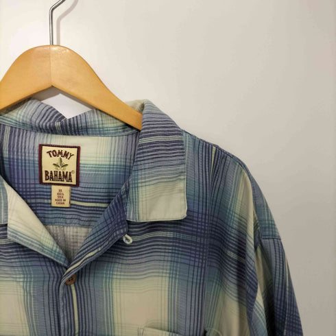 トミーバハマ Tommy Bahama 90S 総シルク チェック オープンカラーシャツ メンズ XL