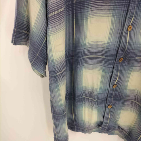トミーバハマ Tommy Bahama 90S 総シルク チェック オープンカラーシャツ メンズ XL