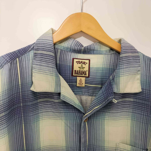 トミーバハマ Tommy Bahama 90S 総シルク チェック オープンカラーシャツ メンズ XL