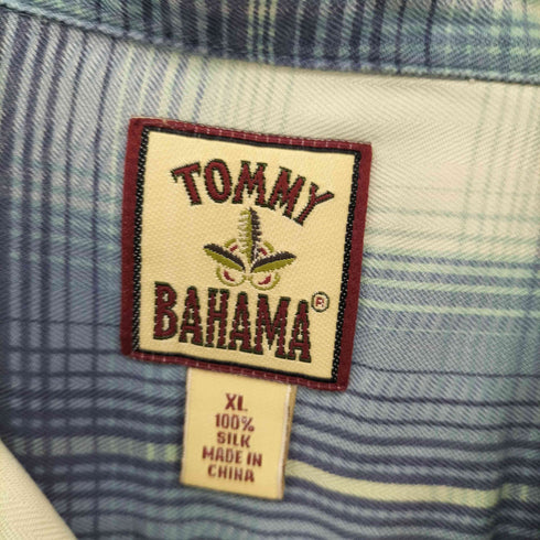 トミーバハマ Tommy Bahama 90S 総シルク チェック オープンカラーシャツ メンズ XL