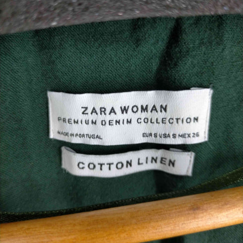 ザラ ZARA リネン混 Vネック 半袖ワンピース レディース import:S