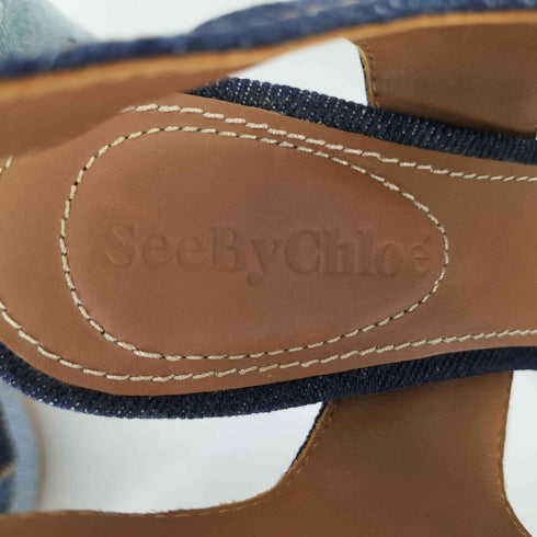 シーバイクロエ SEE BY CHLOE パッチワーク チャンキーヒール サンダル レディース EUR:36