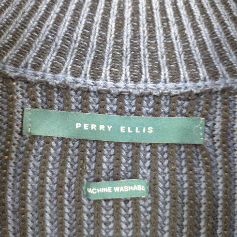 ペリーエリス PERRY ELLIS 00s アクリルコットン ハーフジップクロッシェニット メンズ import:XL