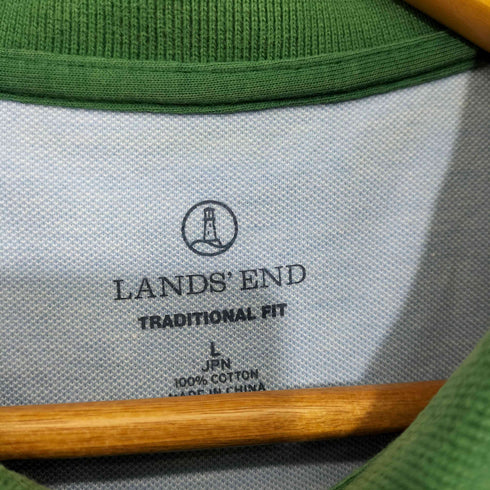 ランズエンド LANDS END 胸刺繍 コットン 半袖ポロシャツ メンズ L