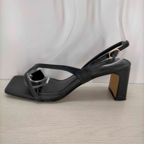 ザラ ZARA Leather Sandals With Block Heel Black レディース EUR:36