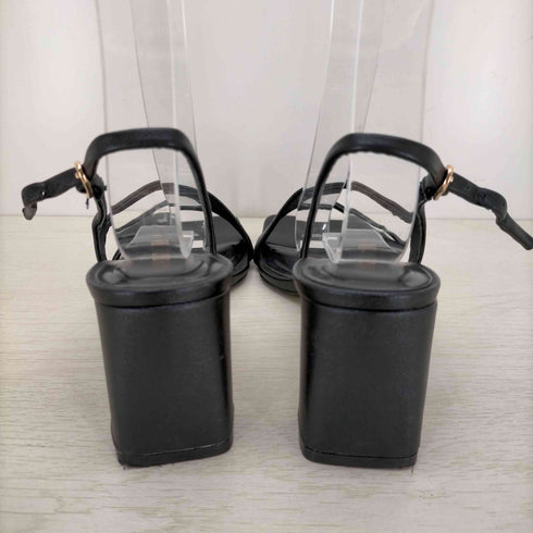 ザラ ZARA Leather Sandals With Block Heel Black レディース EUR:36