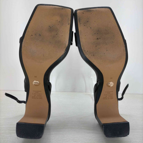 ザラ ZARA Leather Sandals With Block Heel Black レディース EUR:36