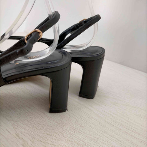 ザラ ZARA Leather Sandals With Block Heel Black レディース EUR:36