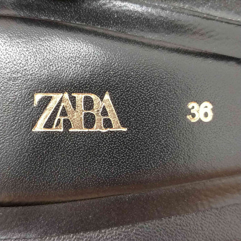 ザラ ZARA Leather Sandals With Block Heel Black レディース EUR:36