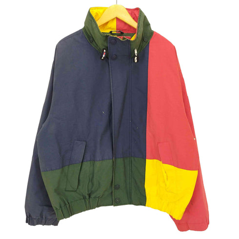 トミーヒルフィガー TOMMY HILFIGER 90-00S クレイジー マルチカラー ジップアップナイロンジャケット メンズ