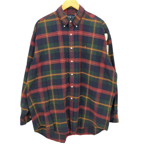 ラルフローレン RALPH LAUREN BIG SHIRT ロゴ刺しゅう チェック ロングスリーブシャツ メンズ import:L