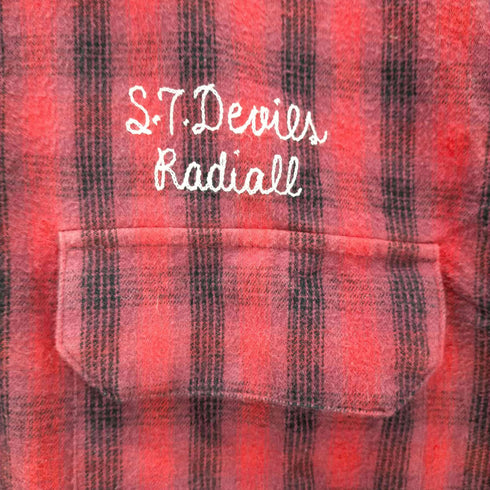 EL RADIALL 開襟チェック柄シャツ チェーンステッチ メンズ JPN:L