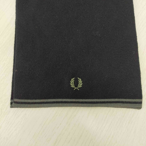 フレッドペリー FRED PERRY ウール×コットン ロゴ刺繍マフラー メンズ