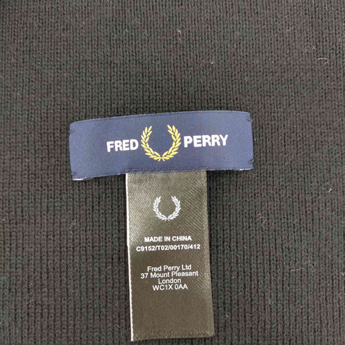 フレッドペリー FRED PERRY ウール×コットン ロゴ刺繍マフラー メンズ