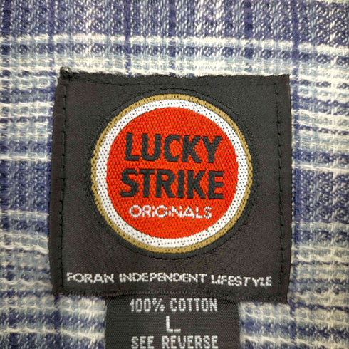 ラッキーストライク LUCKY STRIKE フラップポケット チェック レギュラーカラーシャツ メンズ import:L