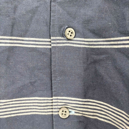 バナナリパブリック BANANA REPUBLIC リネン混 ボーダー L/S シャツ メンズ import:M