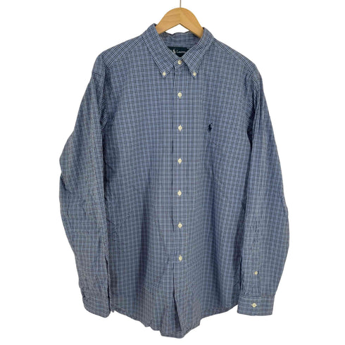 ラルフローレン RALPH LAUREN 90-00s CLASSIC FIT スモールポニー刺繍 ボタンダウンチェックL/Sシャツ メンズ import:XL