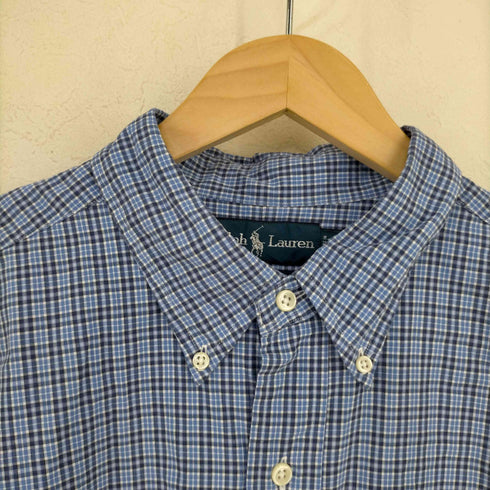 ラルフローレン RALPH LAUREN 90-00s CLASSIC FIT スモールポニー刺繍 ボタンダウンチェックL/Sシャツ メンズ import:XL