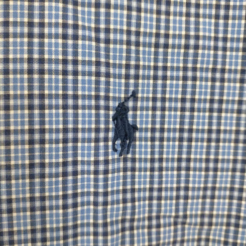 ラルフローレン RALPH LAUREN 90-00s CLASSIC FIT スモールポニー刺繍 ボタンダウンチェックL/Sシャツ メンズ import:XL