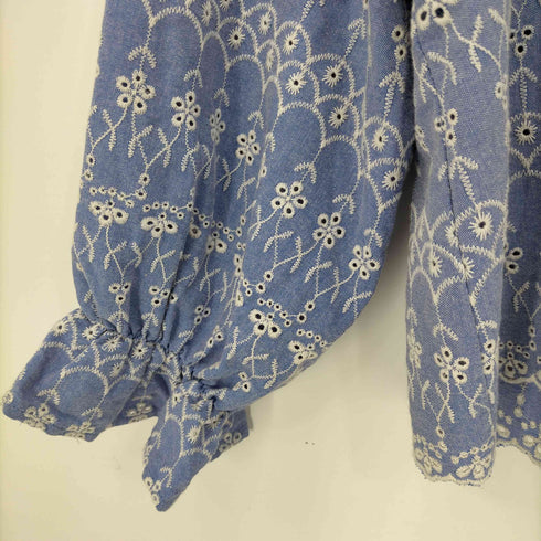 ザラ ZARA 刺繍 パフスリーブブラウス レディース import:M